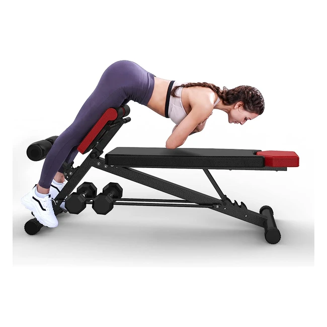 Finer Form Multifunctional Gym Bench - All-in-One Body Workout - Hyper Back Extension Roman Chair - Adjustable Sit-Up Decline Flat Bench