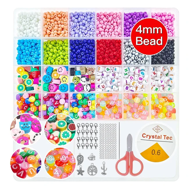 Perline per braccialetti 4mm, kit fai da te con lettere beads - Acquista ora!