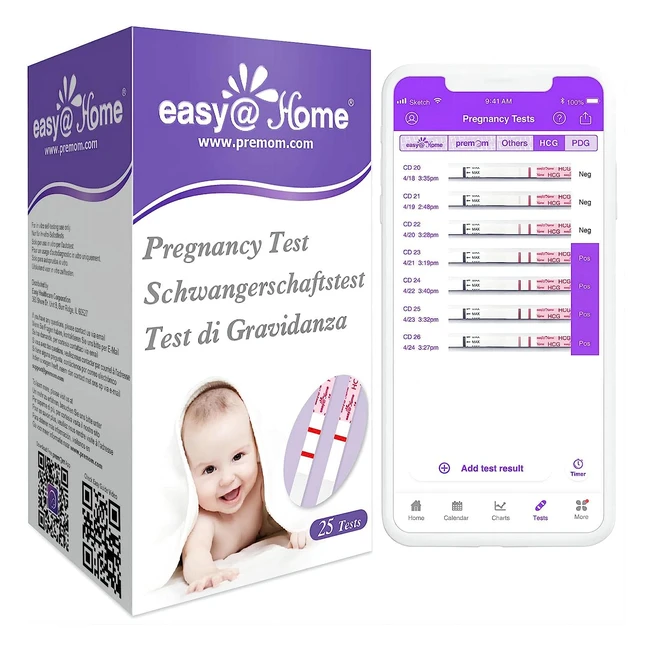 easyhome Pregnancy Test Strips - Early Detection - 25 Strips - 10 mIU/ml - Fast Results