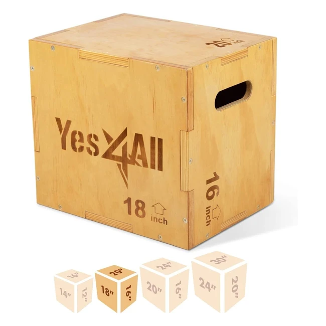 Yes4All 3-in-1 Wooden Plyo Box - Jump Higher, Throw Farther, Hit Harder