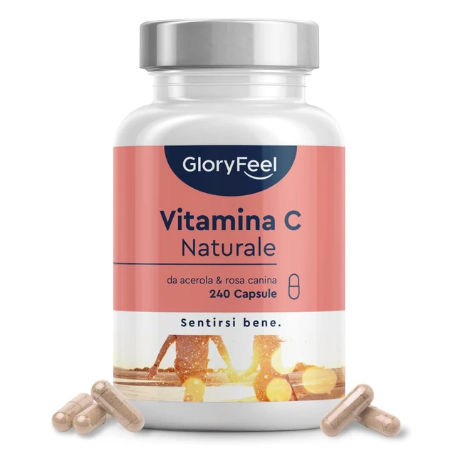 Vitamina C Naturale 240 Capsule - Acerola e Rosa Canina - 400mg - Integratore Difese Immunitarie