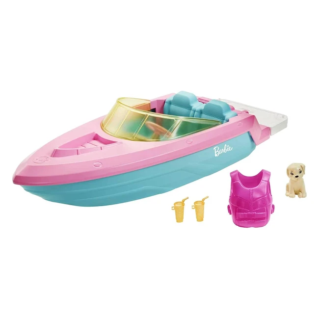 Barbie Boat with Puppy - Fits 3 Dolls - Floats in Water - Great Gift for 3-7 Year Olds