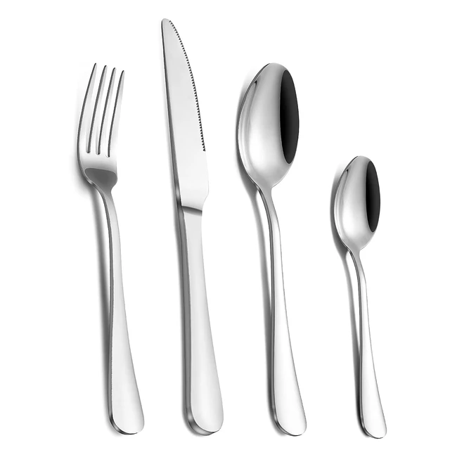 Pleafind Cutlery Set for 6 - 24 Piece Silverware Set | Stainless Steel Knife and Fork Set