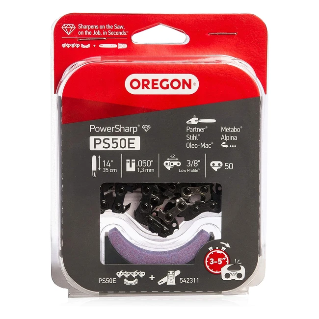 Oregon PS50E Powersharp Chainsaw Chain - Fast Sharpening - 50 Drive Links