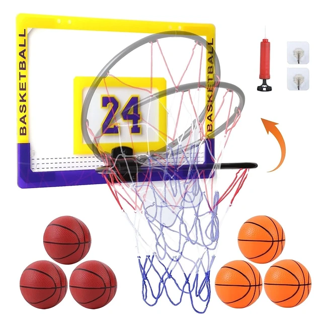 Philodogs Mini Basketball Hoop for Door - 6 Balls - Indoor/Outdoor - Wall Mount - Kids Basketball Toys