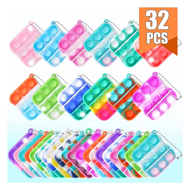 32 Pezzi Giocattolo Manuale Bolle Premere Mini Pop Silicone Colorazione Arcobaleno