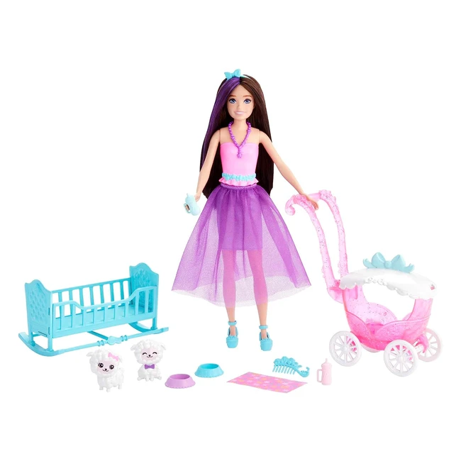 Barbie Skipper Doll & Nurturing Playset - Brunette, Baby Lambs, Stroller, Crib & Accessories