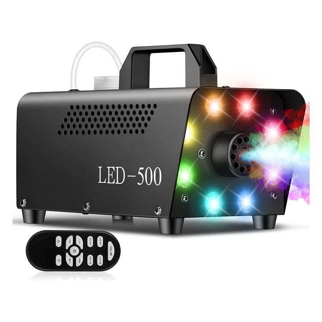 Machine à fumée télécommande 500W avec 8 LED lumineuses pour Halloween, Noël, mariages et spectacles