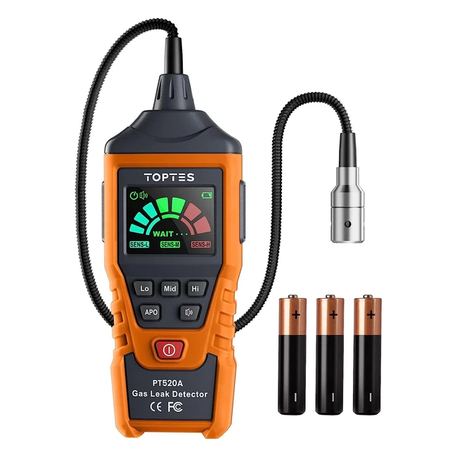 Rilevatore Gas Naturale Toptes PT520A - Sensore Flessibile 435cm - Portatile - Rilevatore Perdite Gas Metano Propano LPG - Batterie Incluse