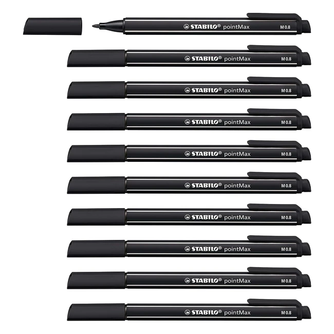 Stylo feutre Stabilo PointMax - Lot de 10 stylos noirs