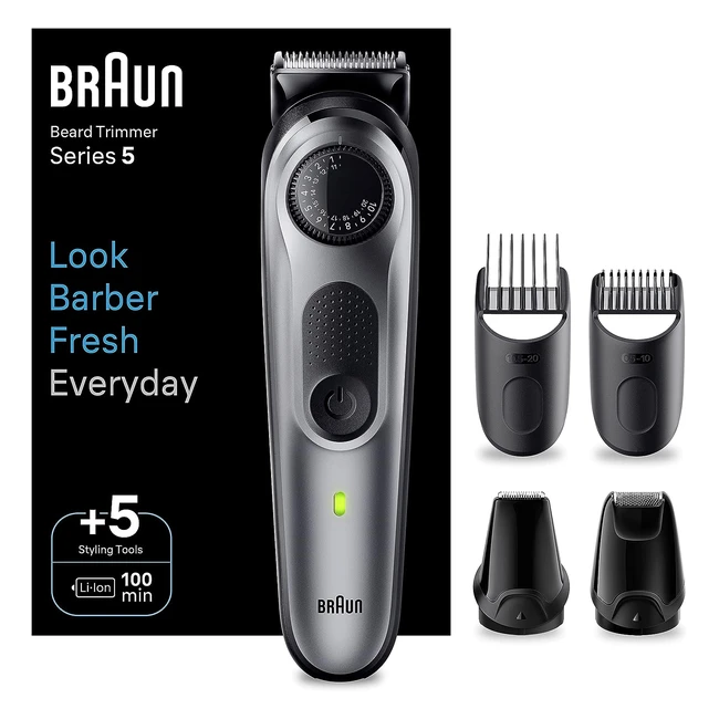 Braun Beard Trimmer Series 5 - 40 Length Settings - Rechargeable - Waterproof - BT5440 Silver