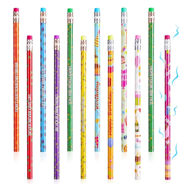 Crayons parfums Vicloon 12pcs - Crayon mignon en bois pour enfants - Rcompenses de fte - Papeterie scolaire avec lments de fruits