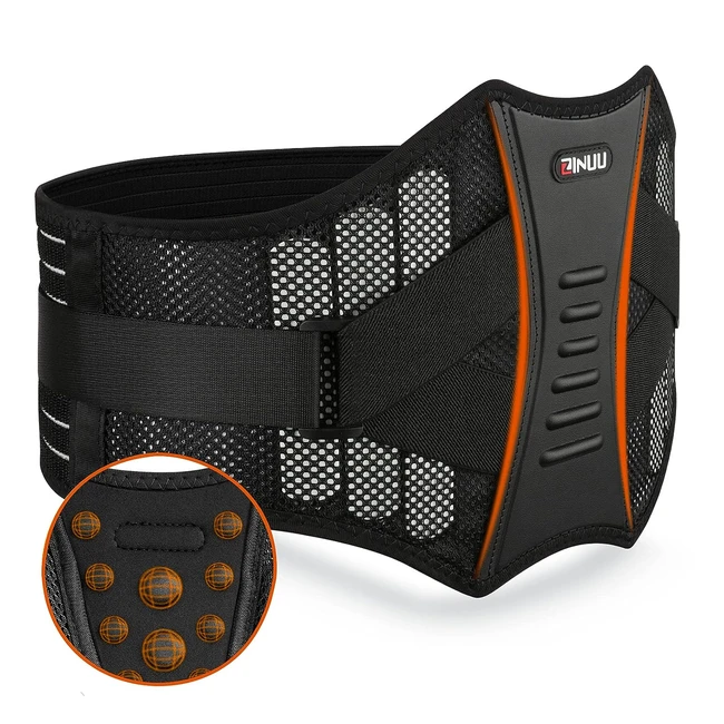 Zinuu Lower Back Support Belt - Adjustable Breathable Lumbar Brace - Back Pain R