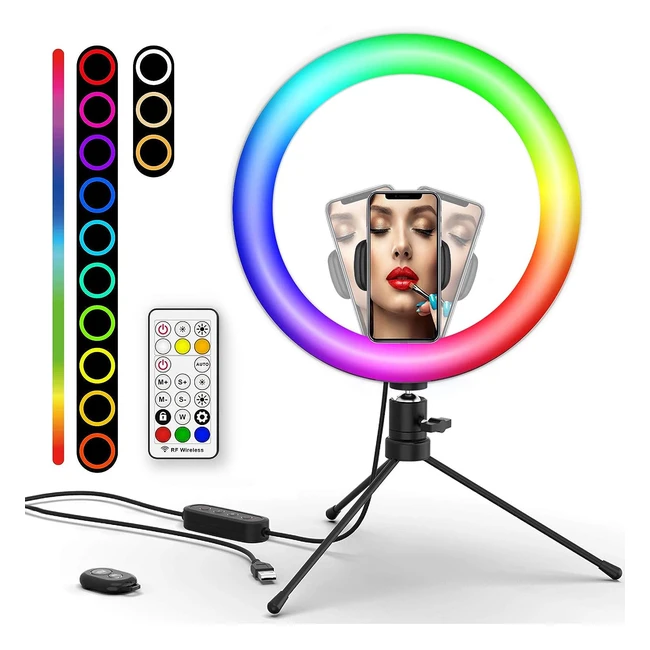 Ring Light RGB Luce ad Anello LED da 102 con Treppiede - Perfetta per Selfie Fo