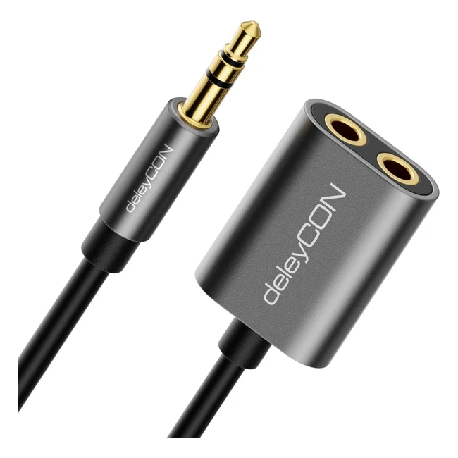 Deleycon Jack da 35mm Audio Splitter - Adattatore Aux per Cavo Audio - Metallo - Smartphone Tablet Cuffia Ricevitore