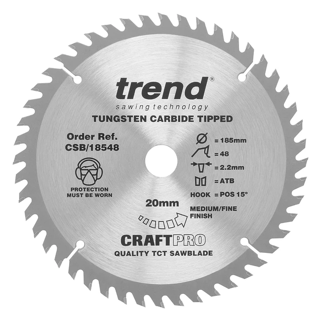 Lame de Scie TCT Trend CraftPro 184mm x 48 dents - Réf CSB18548