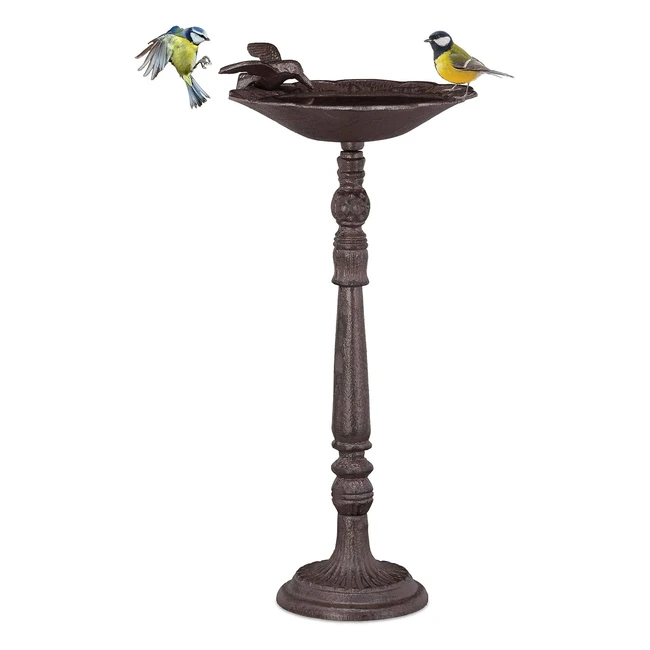 Bebedero pájaros Relaxdays de hierro fundido 40 cm alto - Ref. Marrón 40x20x18 cm
