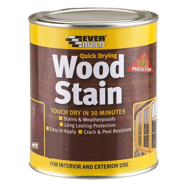 Everbuild EVBWST250 Quick Drying Wood Stain Teak 250ml - Professional, Solvent Free, Satin Finish