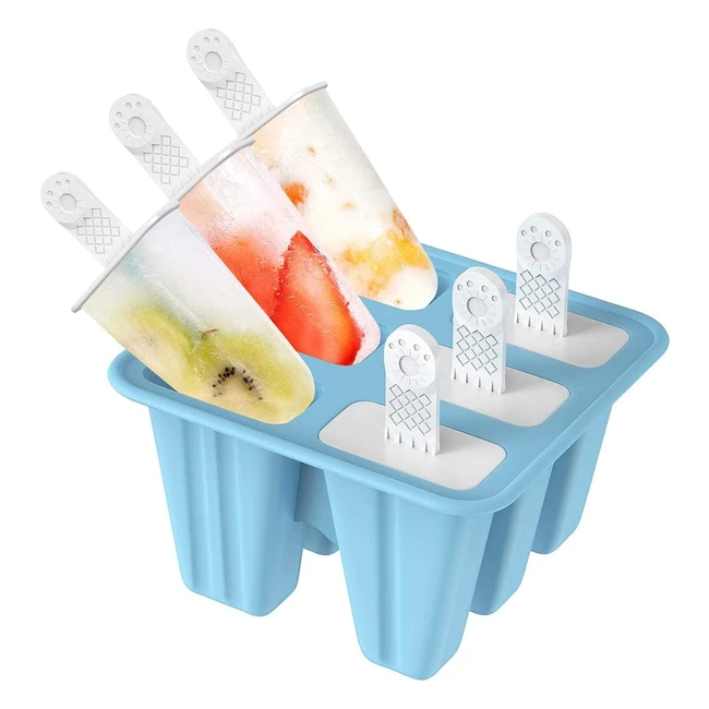 Ice Lolly Moulds with Sticks - Ventdest Popsicle Mould - Easy to Remove - 6 BPA Free Ice Lolly Makers