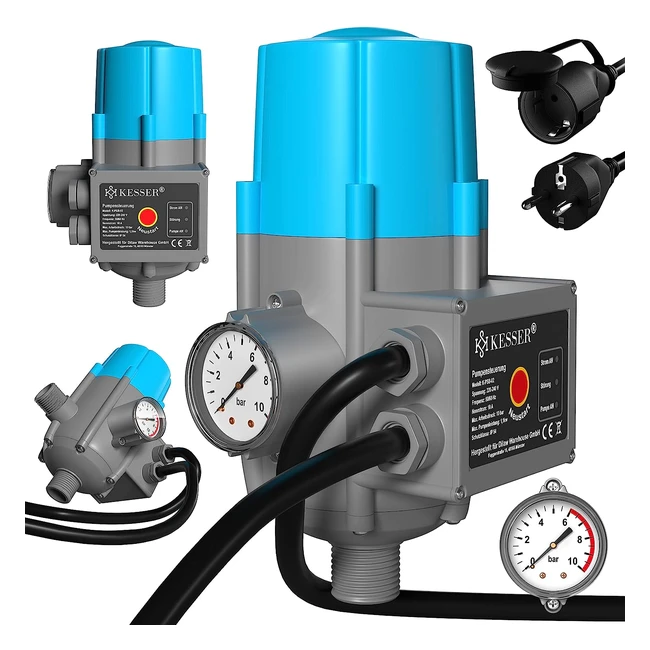 Pompe avec indicateur de bar et cble - Pressostat 10bar - Contrôle la pression de l'eau