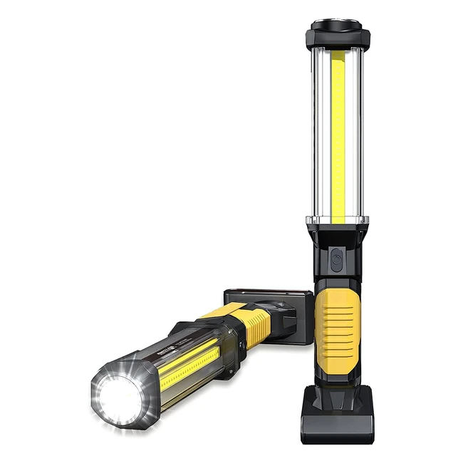 Lampe de travail LED rechargeable Warsun avec aimant et crochet - Ultra puissante - Idéale pour auto, garage, atelier - 1 pièce