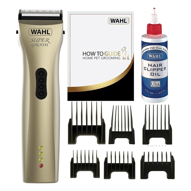 Wahl SuperGroom Premium Dog Cat Clippers - Low Noise Cordless - Precision Ground
