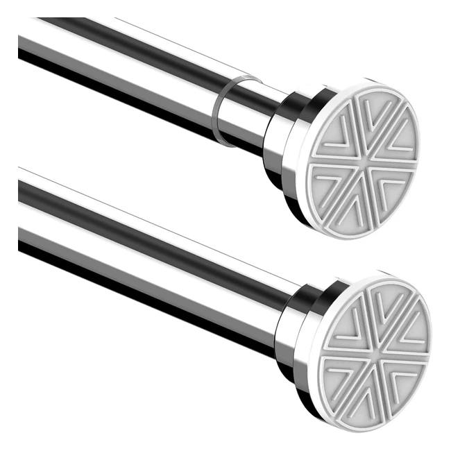 1pc Shower Rail Extendable Curtain Pole - No Drilling Tension Rod - Stainless Steel - Solid Silver