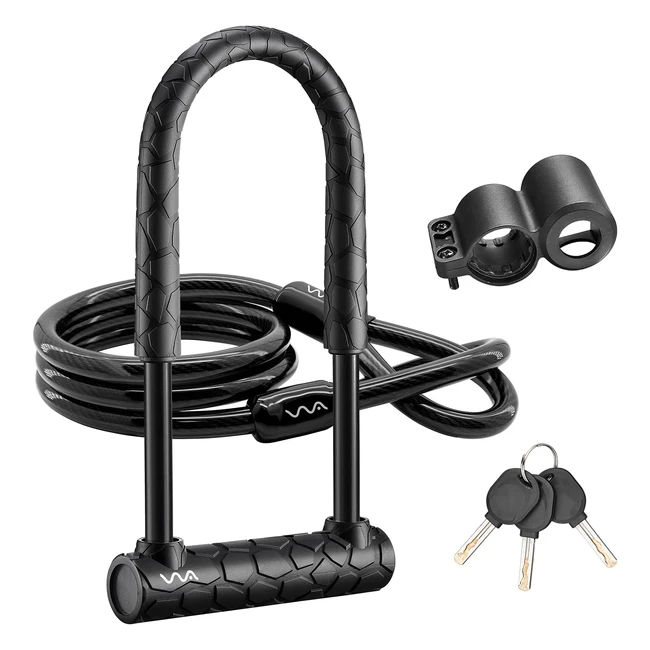 Heavy Duty Bike Lock 20mm | Anti Theft Bicycle U Lock | 4ft Cable | Mounting Bracket