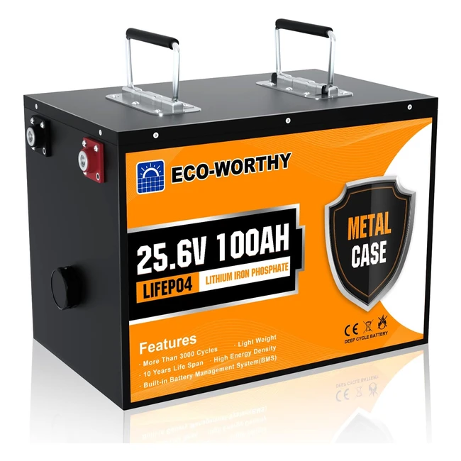 Batterie lithium 24V 100Ah ECO-WORTHY | Plus de 3000 cycles | Protection BMS | Idéale pour camping et panneaux solaires