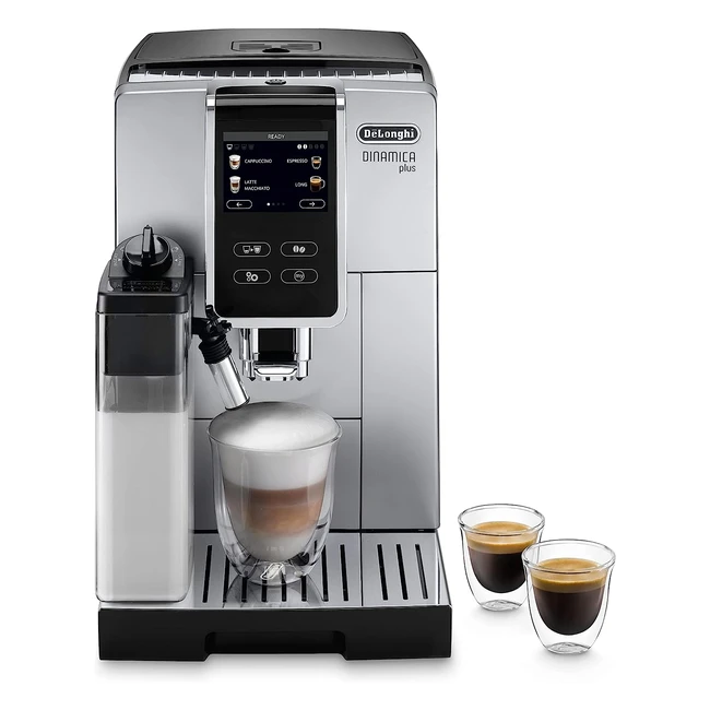 DeLonghi Dinamica Plus ECAM 37070SB Automatic Coffee Machine - One Touch Technology, Full Touch Screen, Silver/Black