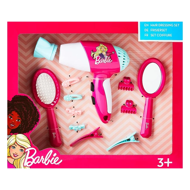 Barbie Hairdressing Set - Theo Klein 5790 - Includes Children's Hairdryer - Toys for Children 3+
