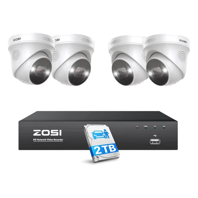 Kit de Cmara de Vigilancia Zosi 4K Seguridad POE 8CH 8MP NVR con 2TB HDD y 4