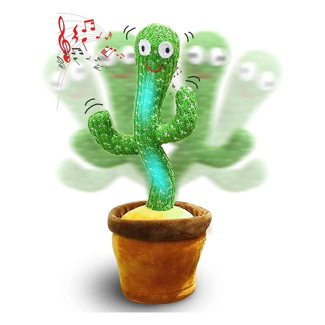 Cactus dansant Vicyol SD avec mouvement électronique, lumières et 120 chansons - Ornement de maison (piles non incluses)