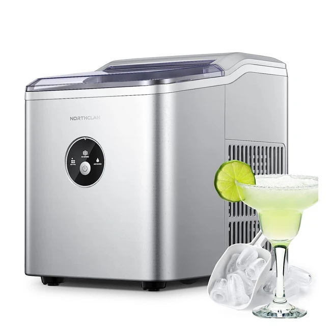 Northclan Ice Cube Maker Machine - 9 Thick Bullet Ice in 6 Mins - 12kg/Day - 2L Water Tank - Home Kitchen Party - Silver