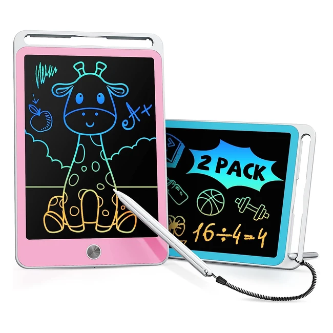 Lot de 2 tablettes d'écriture LCD 8,5 pouces pour enfants de 2 à 8 ans - Jouet éducatif pour dessiner, écrire et mémoriser - Cadeau d'anniversaire, de Noël et de voyage