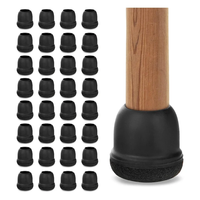 32 pezzi gommini per sedie piedi rotondi in silicone - Protezioni antiscivolo per mobili - Feltro nero 1419 mm