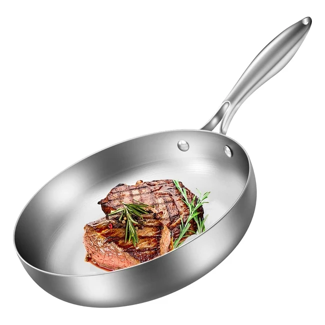 Lio Shaar Stainless Steel Frying Pan 11 inch - Induction Cooking Pan - Triply Compatible - No Coating