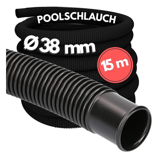 15m Kalitec Poolschlauch 38mm Schwarz - Made in Germany - Formstabil & Trittfest