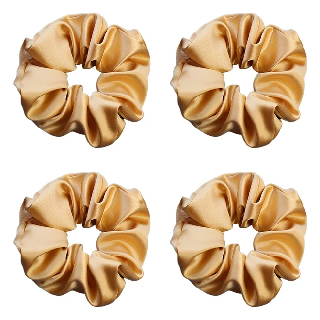Luxury Silk Skinnie Hair Bobbles - 100% Pure Mulberry Silk - Set of 4 - Gold