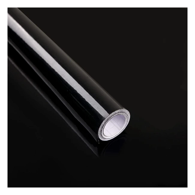Papier adhésif pour meuble noir glossy 40 300cm - Autocollant imperméable, film vinyle décoratif