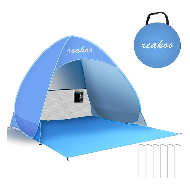 Beach Tent Pop Up UPF 50 - Portable Sun Shade Tent - Lightweight - Fits 2-3 Peop