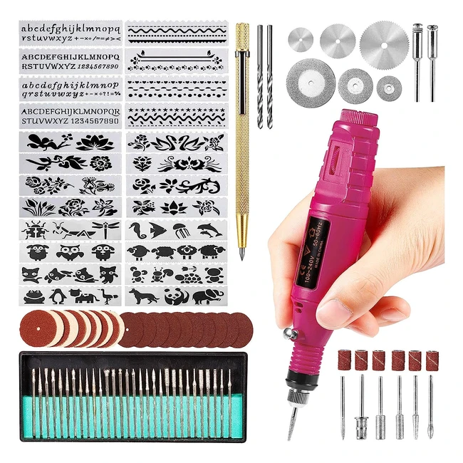 Uolor 108 Pcs Engraving Tool Kit - DIY Rotary Tool for Jewelry Glass Wood Metal 