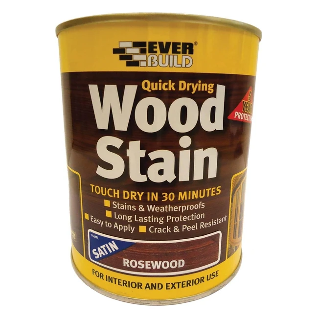 Everbuild EVBWSRW250 Quick Drying Wood Stain Rosewood 250ml - Crack & Peel Resistant Finish