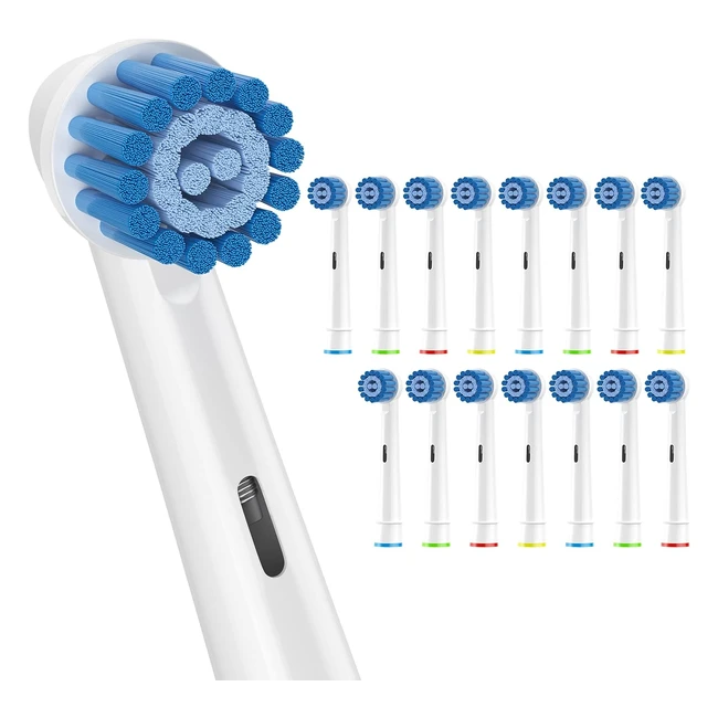 Brossettes compatibles OralB pour brosse à dents électrique sensitive - Pack de 16pcs blanc