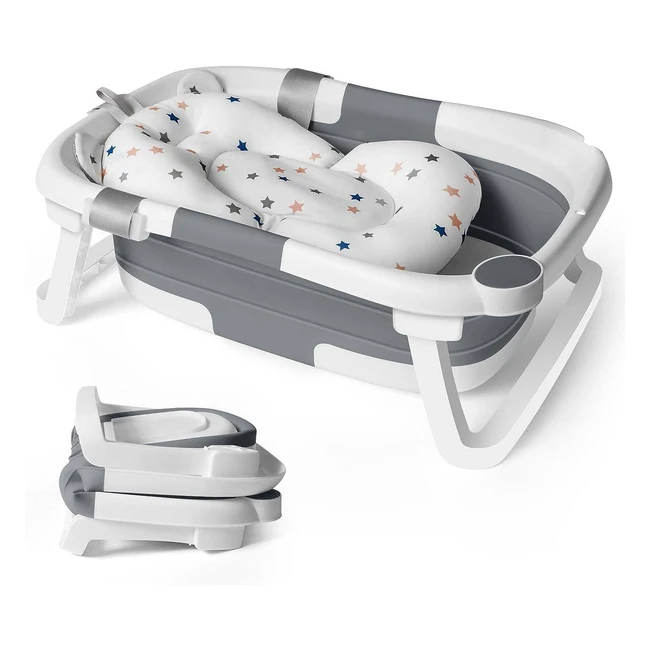 Baignoire bébé pliable avec coussin de soutien - Confort et sécurité pour le bain de votre enfant