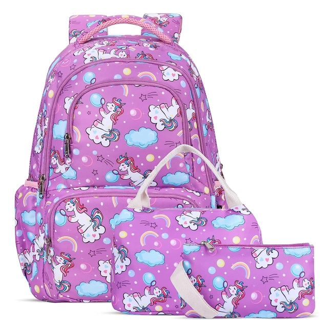 Samit School Bag Unicorn Backpack for Girls  3-in-1 Set