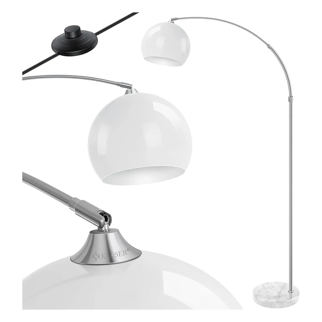 Kesser Bogenlampe, höhenverstellbar, 146-220cm, weiß, mit Marmorfuß