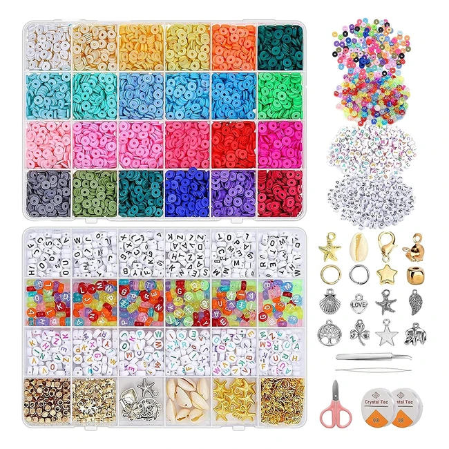 Perles Heishi 6000 pièces pour bracelet DIY - 24 couleurs