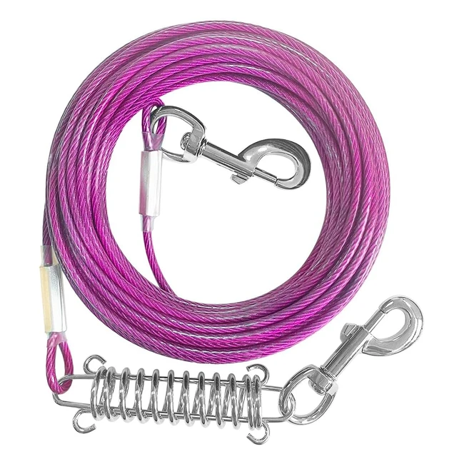 MI Metty Tie Out Cable 102050100ft - Chew Proof Dog Runner Cable with Durable Spring - Rust Proof Training Tether