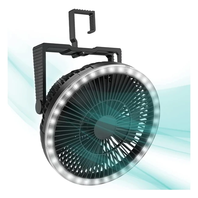 Ventilador de Acampar 10000mAh con Luz LED - Recargable y Portátil